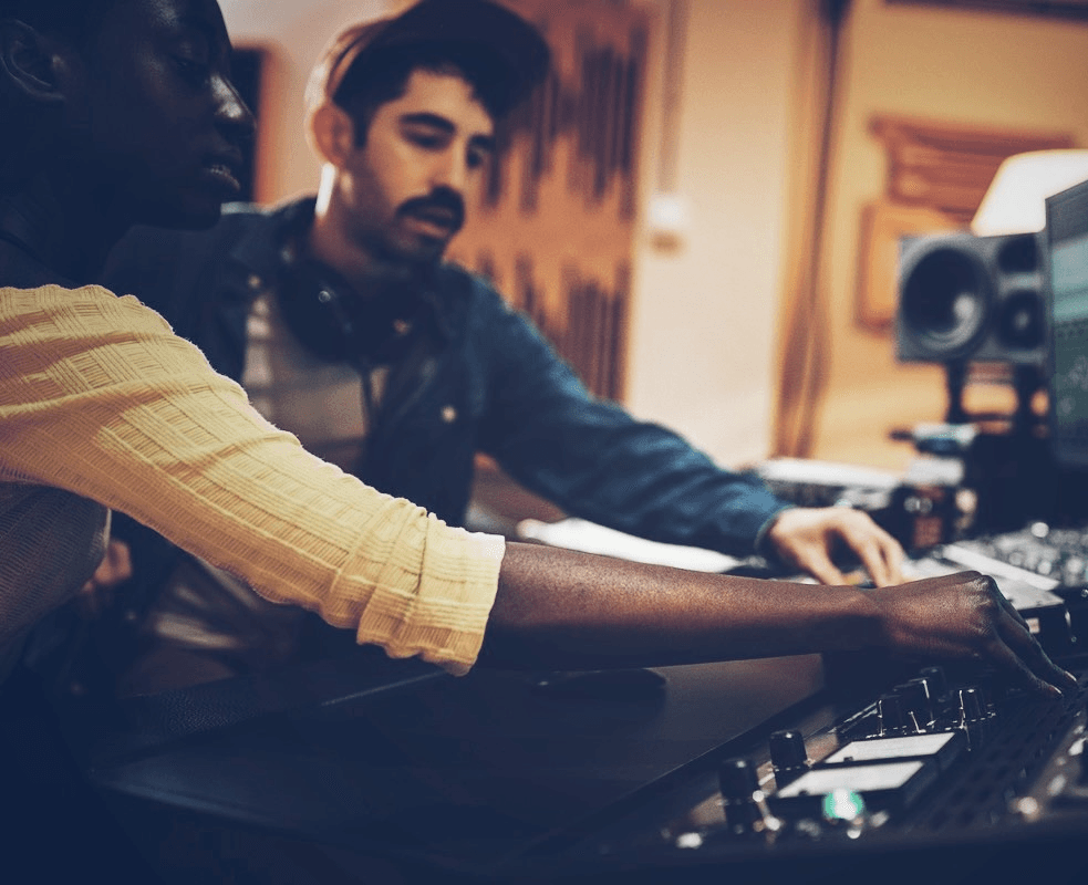 People producing music